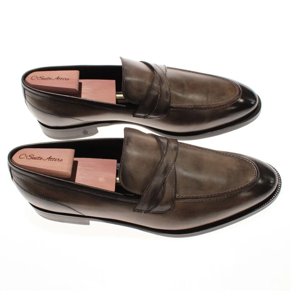 Di Bianco NWB Slip On Loafers Size 45 (US 12) in Green Leather Made in Italy